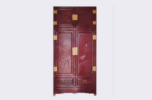 清远高端中式家居装修深红色纯实木衣柜
